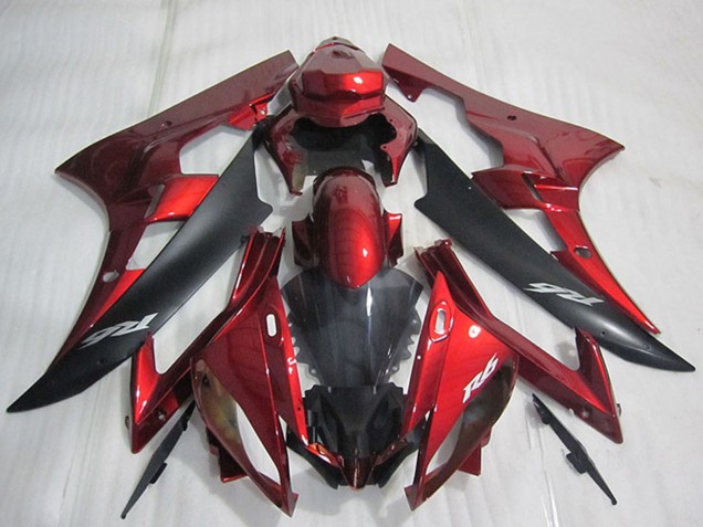 2006-2007 Yamaha YZF R6 Bike Fairings - Red Matte Black Canada