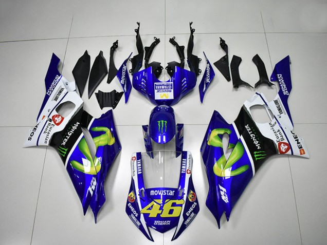 2017-2025 Yamaha YZF R6 Motorcycle Fairings - White Blue Black Green Monster MoviStar 46 Canada