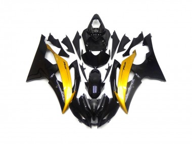 Black and Gold Gloss 08-16 R6 Fairings