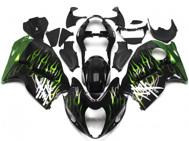 Black with Deep Green Flame 97-07 GSXR 1300 Hayabusa Fairings Black with Deep Green Flame 97-07 GSXR 1300 Hayabusa Fairings