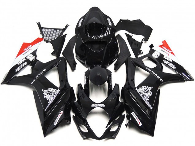 Custom Black with Hint of White and Red 07-08 GSXR 1000 Fairings Custom Black with Hint of White and Red 07-08 GSXR 1000 Fairings
