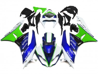 Deep Blue Green and White 09-12 ZX6R Fairings