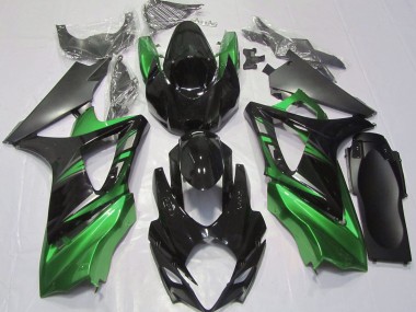 Gloss Black and Green 07-08 GSXR 1000 Fairings