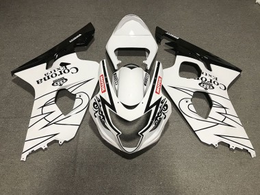 Gloss Black and White Corona Style 04-05 GSXR 600-750 Fairings