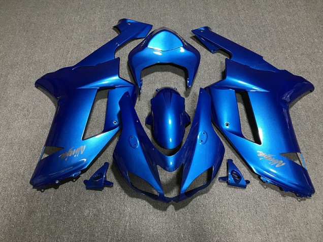 Gloss Blue & Chrome Logos 07-08 ZX6R Fairings