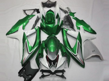 Gloss Green and White 08-10 GSXR 600-750 Fairings