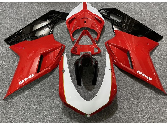 Gloss Red & White (848 Sticker) 07-14 Ducati 848 1098 1198 Fairings