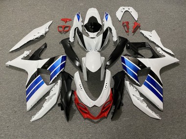Gloss White Blue Black and Red 09-16 GSXR 1000 Fairings