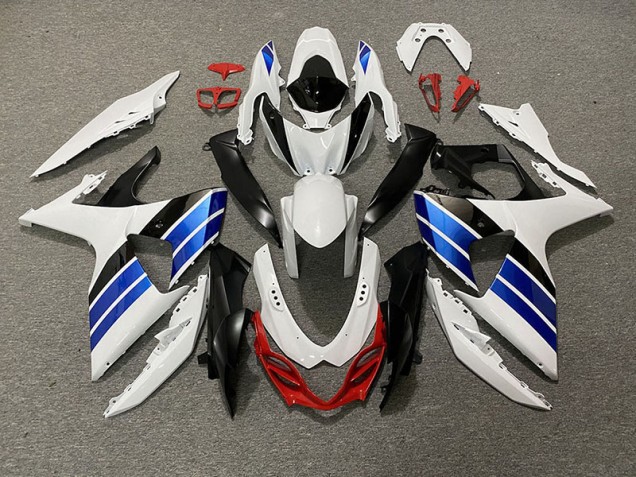 Gloss White Blue Black and Red 09-16 GSXR 1000 Fairings