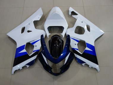 Gloss White & Deep Blue 04-05 GSXR 600-750 Fairings