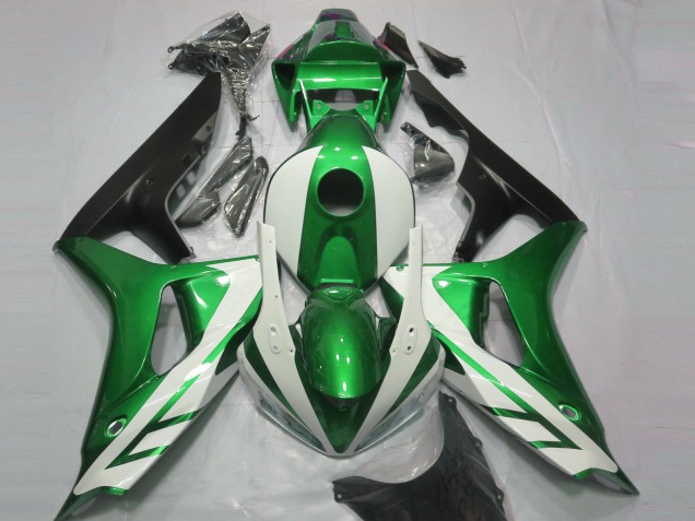 Gloss White and Green 06-07 CBR1000RR Fairings