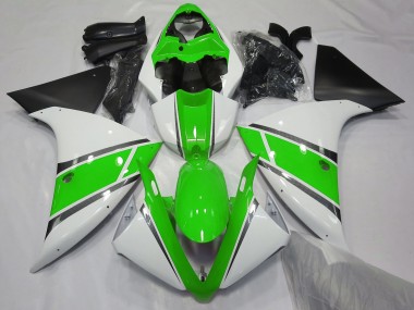 Gloss White and Green 09-11 R1 Fairings