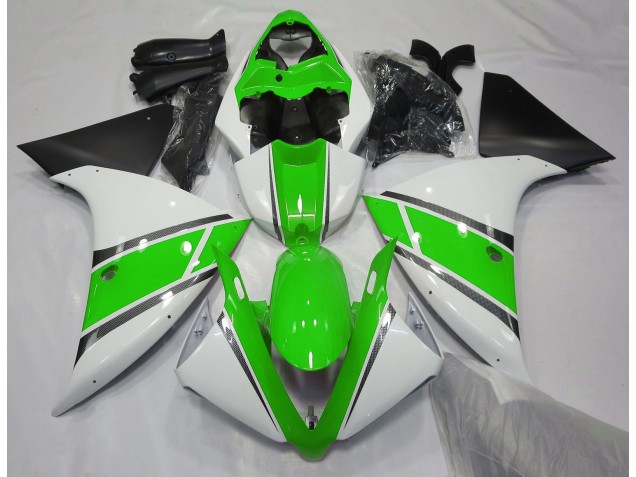 Gloss White and Green 09-11 R1 Fairings Gloss White and Green 09-11 R1 Fairings