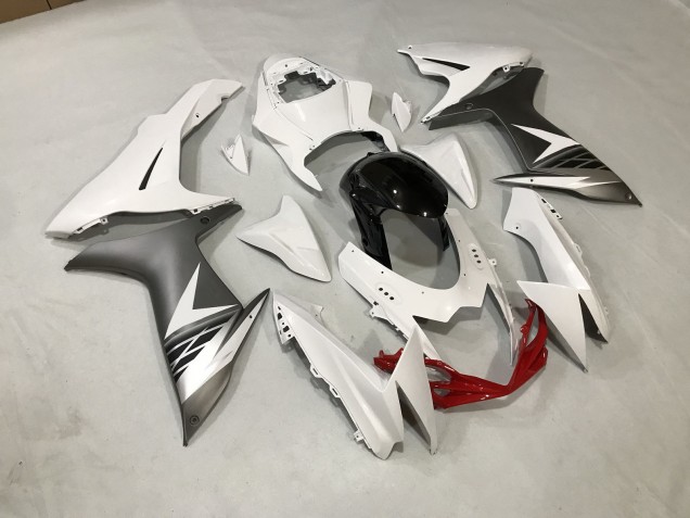 Gloss White and Matte Silver 11-24 GSXR 600-750 Fairings Gloss White and Matte Silver 11-24 GSXR 600-750 Fairings