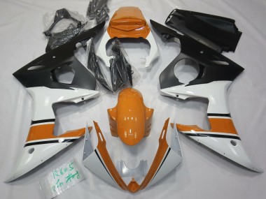 Gloss White and Orange 03-04 R6 Fairings