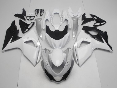 Gloss White and Silver 09-16 GSXR 1000 Fairings
