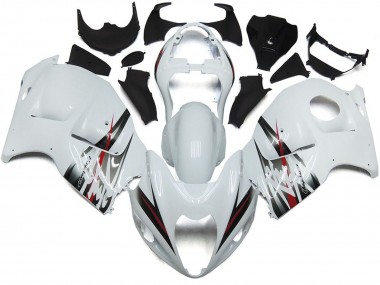 Gloss White and Silver Style 97-07 GSXR 1300 Hayabusa Fairings
