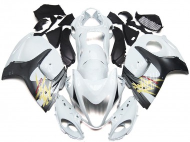 Gloss White with Silver Style 08-20 GSXR 1300 Hayabusa Fairings