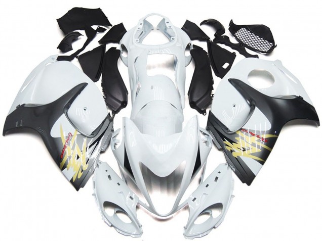 Gloss White with Silver Style 08-20 GSXR 1300 Hayabusa Fairings