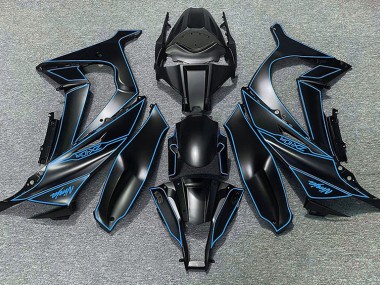 Matte Black & Blue Lining 11-15 ZX10R Fairings