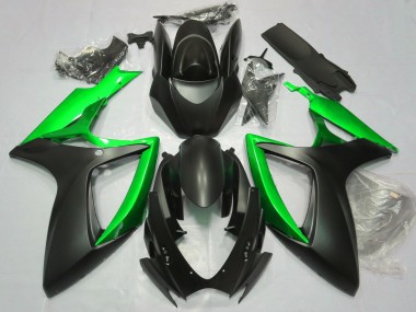Matte Black & Green 06-07 GSXR 600-750 Fairings