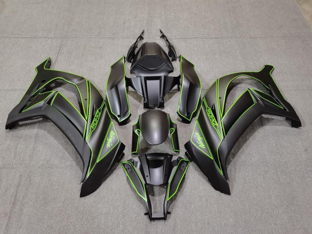 Matte Black & Green Lining 11-15 ZX10R Fairings Matte Black & Green Lining 11-15 ZX10R Fairings