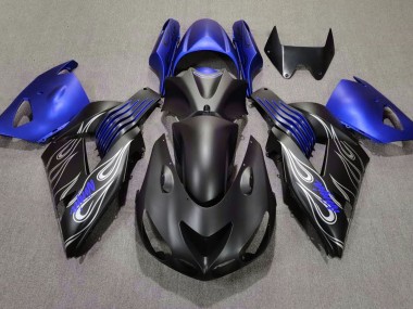 Matte Black and Blue 06-11 ZX14R Fairings