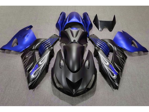 Matte Black and Blue 06-11 ZX14R Fairings Matte Black and Blue 06-11 ZX14R Fairings
