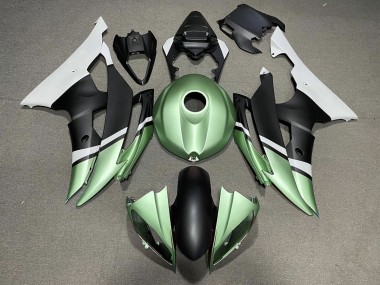 Matte Black and Green 08-16 R6 Fairings