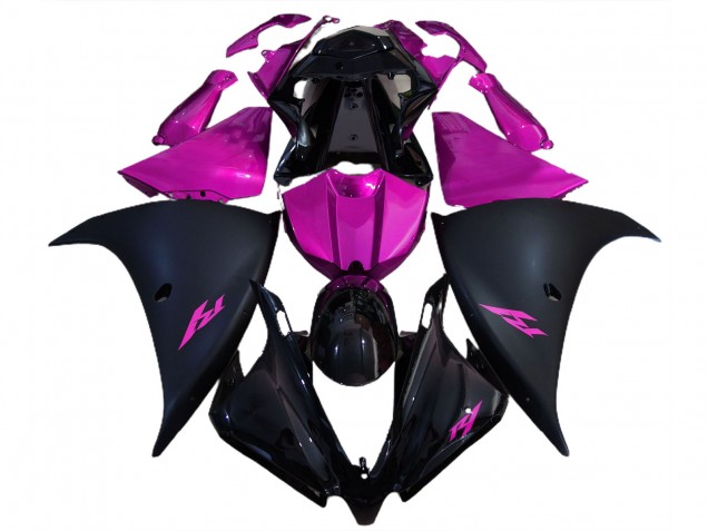 Matte Black and Pink 12-14 R1 Fairings Matte Black and Pink 12-14 R1 Fairings