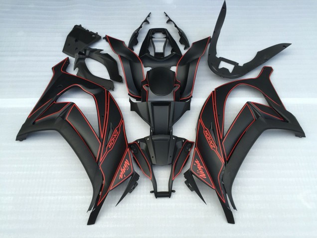 Matte Black and Red 11-15 ZX10R Fairings