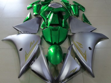 Matte Silver & Green 09-11 R1 Fairings
