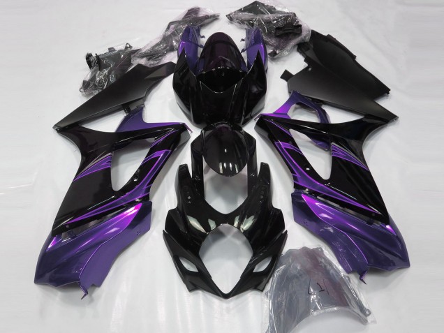Mood Purple and Gloss Black 07-08 GSXR 1000 Fairings