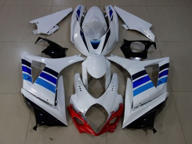 OEM Style Blue and White 07-08 GSXR 1000 Fairings