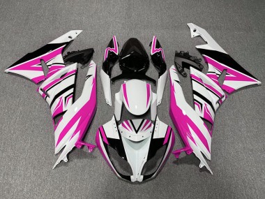 Pink White and Black Zag 09-12 ZX6R Fairings