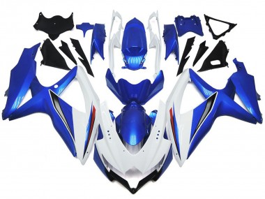 Shining Gloss White With Silver and blue 08-10 GSXR 600-750 Fairings