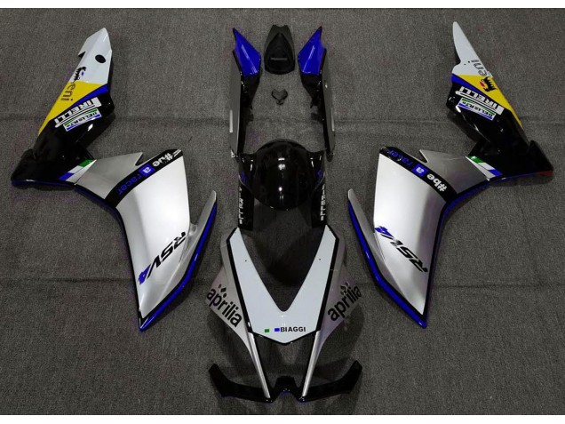 Silver Pirelli & Blue 10-15 RSV4 1000 Fairings Silver Pirelli & Blue 10-15 RSV4 1000 Fairings