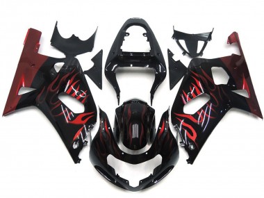 Vibrant Red Flame 01-03 GSXR 600-750 Fairings