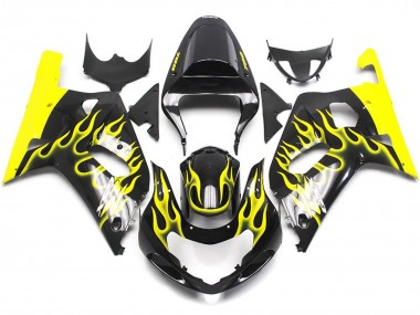Vibrant Yellow Flame 01-03 GSXR 600-750 Fairings