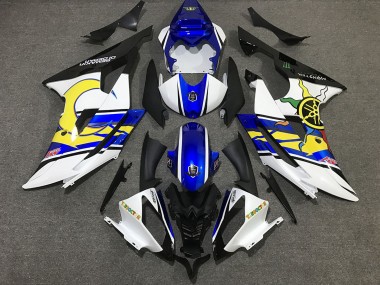 White and Blue Custom 08-16 R6 Fairings