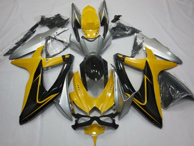 Yellow Black and Silver 08-10 GSXR 600-750 Fairings
